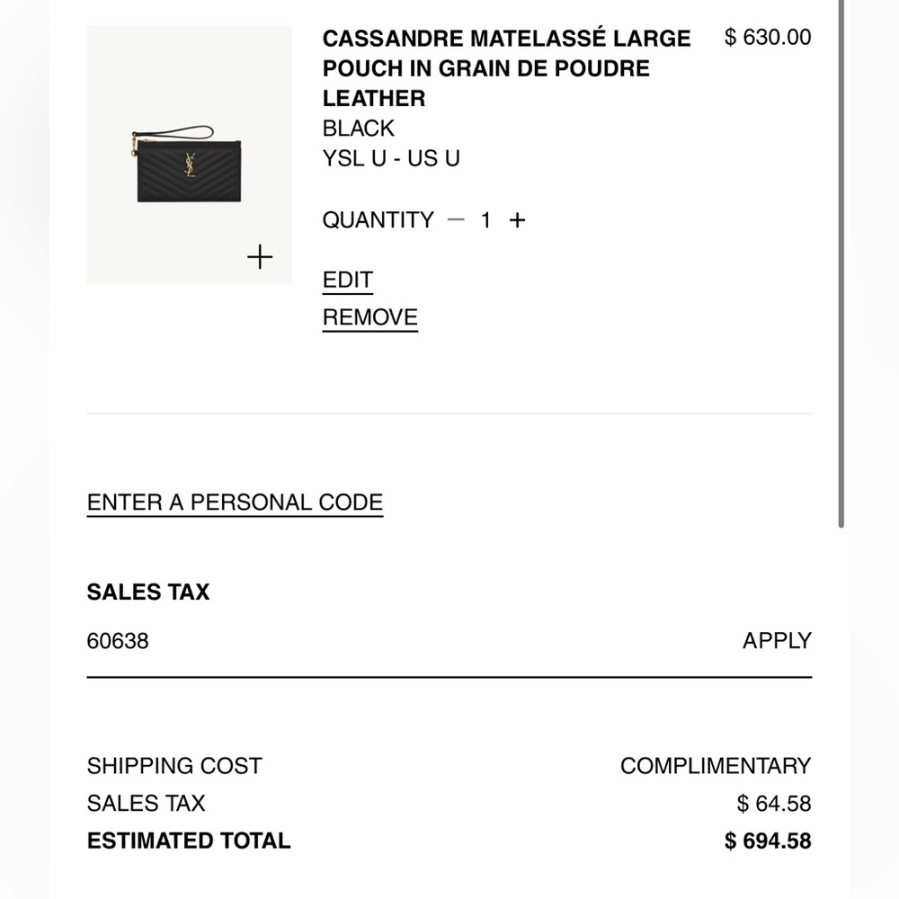 Saint Laurent “Cassandra” large pouch wristlet black - Picture 4 of 8